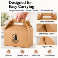 Boîte à poignée en kraft personnalisée pour boulangerie, pâtisserie, biscuits, beignets, emballage alimentaire à emporter
