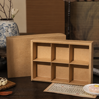 Boîte cadeau en papier kraft avec tiroir et 6 compartiments, boîte d'emballage pour gâteaux de lune / pâtisseries / croquants au jaune d'œuf