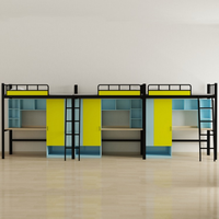 Lit superposé moderne en fer pour trois personnes avec bureau intégré, design réglable, pour dortoirs scolaires et usage commercial, fabriqué en Chine