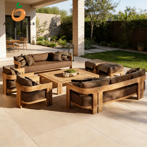 Set Divani <span class=keywords><strong>da</strong></span> <span class=keywords><strong>Esterno</strong></span> Moderno per Giardino e Cortile, Divano di Alta Qualità <span class=keywords><strong>in</strong></span> <span class=keywords><strong>Teak</strong></span> Massello per Terrazze di Hotel, Patio, Ville e Spiagge - Product Image 1