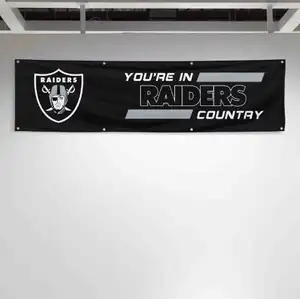 Las Vegas Raiders Nfl Custom Logo Banner Vlag 2x6ft Fiets Auto Show Garage Muur Decor