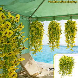 Bouquet de fleurs artificielles de primula en soie plastique Temu, à suspendre au mur, pour la décoration intérieure, de mariage ou extérieure, printemps - Product Image 2
