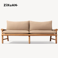 Fauteuil d'hôtel nordique en teck pour patio, mobilier d'extérieur, restaurant, balcon, imperméable, luxe, cour, piscine, canapé 2 places en bois