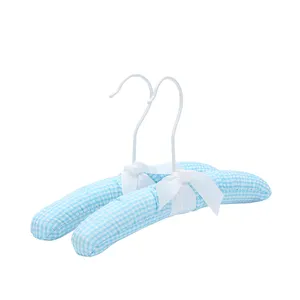 Blue Soft Padded Satin Hanger Newborn Baby Fabric Clothes Hanger