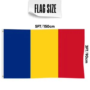 3 겹 양면 및 2 개의 황동 그로밋 벽걸이 야외 장식 3x5Ft 루마니아 국기 배너