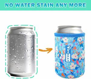 Manchons isothermes en néoprène – 3 tailles (12oz/16oz) – Lot de 3 – Motif floral blanc – Pour bouteilles de soda, bière, hard seltzer et eau - Product Image 4