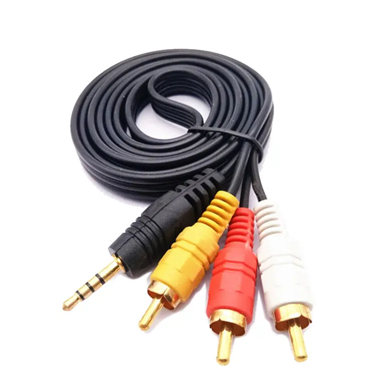 Câble d'écouteurs Audio-vidéo, 3.5mm à RCA AV, connecteur mâle vers 3RCA mâle, câble de 3.5mm, pour les Smartphones,MP3 et tablettes