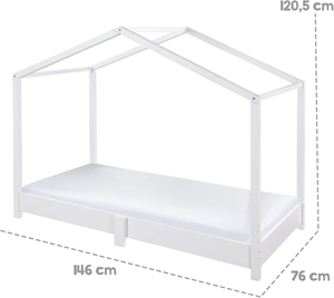 Cama Literá Moderna de 70 x 140 cm con Base de Listones Extensible, Madera de Pino <span class=keywords><strong>Lacada</strong></span> en Blanco para Sala de Estar o Apartamento - Product Image 2