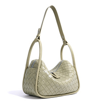 Sac à main de luxe pour femme en cuir véritable tressé, sac à bandoulière en cuir de vachette souple avec poignée design