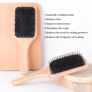 Écologique antistatique Soins sains Padd <span class=keywords><strong>en</strong></span> bambou Poils <span class=keywords><strong>de</strong></span> <span class=keywords><strong>sanglier</strong></span> Peigne <span class=keywords><strong>en</strong></span> nylon mélangé Massage du cuir chevelu Coussin d'air <span class=keywords><strong>Brosse</strong></span> à cheveux - Product Image 6