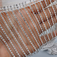 Bordure en dentelle à strass et perles, 100% polyester, voile crocheté, garniture sexy pour couture, filet à sequins, franges de perles de verre pour chaussures et sacs