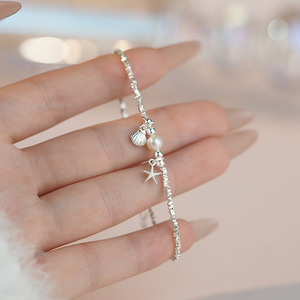 S925 <b>Silver</b> Star Shell <b>Bracelet</b> Fresh and Niche Design Exquisite and Sophisticated Accessory Suitable for Women - Product Image 1
