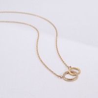 Collier en acier inoxydable avec deux cercles entrelacés en zircon de haute qualité, parfait pour offrir à une mère, bijoux pour femmes