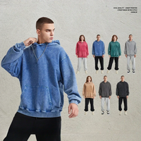 Sudadera con Capucha Lisa de 420GSM Teñida con Cera y Lavada en 10 Colores, Sudadera Vintage de Gran Gramaje Oversize Unisex Estilo Urbano al por Mayor