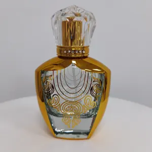 Luxury Glass Spray Bottle 50 ml Gold Plated Empty Perfume Bottle Diamond 50ml Perfume Bottle