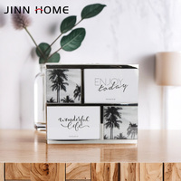 Set bingkai foto logam perak mewah Modern, Set 4 buah meja berdiri gratis tampilan atas untuk rumah Decore koleksi bingkai gambar