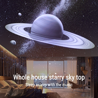 Nouvelle lampe projecteur LED HD moderne Lune Terre Planètes avec projection d'étoiles et de nuages, télécommande et haut-parleur pour salon