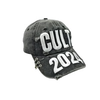 Casquette de baseball ajustable en coton sergé délavé et vieilli, avec trous percés personnalisés, style sport décontracté