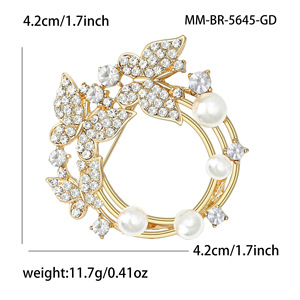 เข็มกลัดโลหะผสมชุบทองรูปดอกไม้พร้อมดีไซน์เจาะรูประดับพลอยหลากสีสำหรับผู้หญิงของขวัญแต่งงานเครื่องประดับคุณภาพสูง - Product Image 5