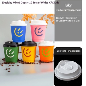 Vasos de Papel <span class=keywords><strong>para</strong></span> Café, Té y Bebidas Calientes, Personalizables al por Mayor, Serie Lucky, con Tapas Antiderrames, Desechables - Product Image 3