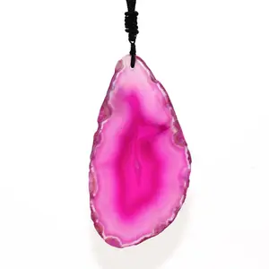 DIY Natural Gold Edge Agate pink Agate Slice Jewelry Gold Dipped Jewelry Mineral Geode Necklace souvenirs gift