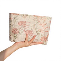 Sac de maquillage portable à fermeture éclair en polyester avec logo personnalisé, motif floral, grande capacité, pour le rangement des rouges à lèvres et des cosmétiques de voyage