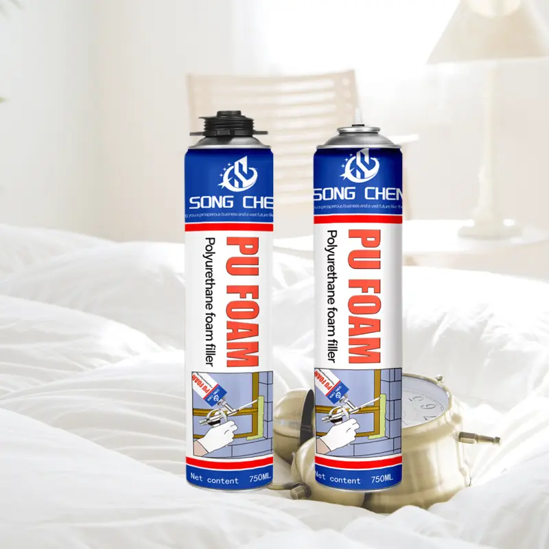 Songchen High Expansion Construction Foam 300ml/500ml/750ml Polyurethane Insulation and Waterproofing Caulk for Outdoor Use
