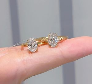 Xinfly 18K Solid Real Gold Trendy D VS1 1CT <b>Solitaire</b> IGI Lab Grown Diamond Oval Cut <b>Ring</b> for Wedding Engagement - Product Image 2