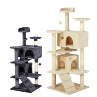 Arbre à chat en bois et velours de haute qualité, 4+ niveaux, hauteur réglable, design durable, condo multi-niveaux pour chat d'intérieur, griffoirs
