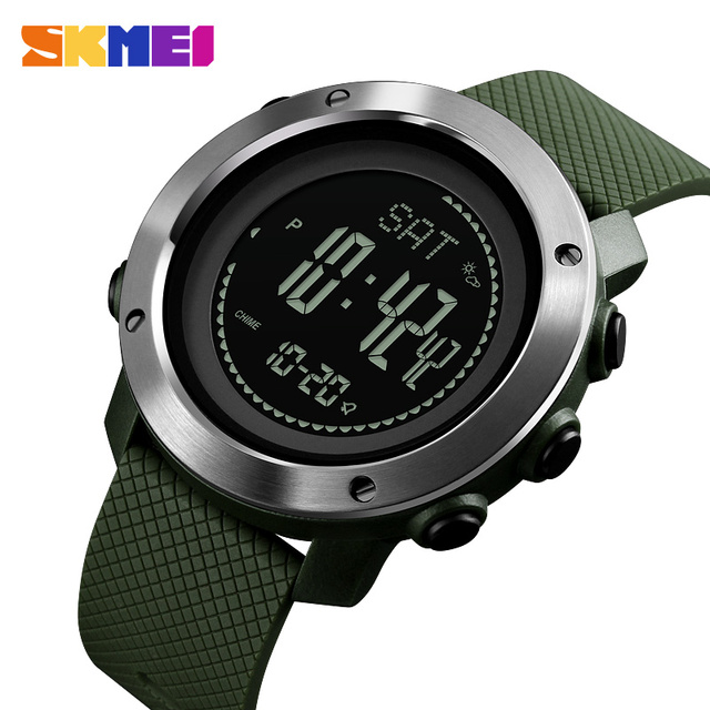 World Time DST Compass Sports Watches Men Digital Wristwatches Alarm Relogio Masculino Calendar Clock 50M Waterproof SKMEI1418