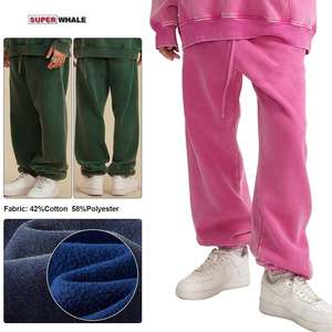 Pantalones Deportivos de Felpa de Pierna Ancha de Alta Calidad, Holgados, de Peso Medio, de Poliéster/Algodón Lavado, con Cintura Media, Servicio OEM para Hombre - Product Image 3
