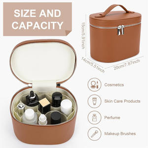Borsa da trucco in <span class=keywords><strong>pelle</strong></span> di grande capacità divisore portatile Organizer cosmetico custodia lettera con cerniera da viaggio per articoli da toeletta - Product Image 4