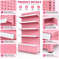 Étagère de présentation cosmétique rose en perforé, présentoir de magasin réglable en métal avec meuble de base pour produits de beauté