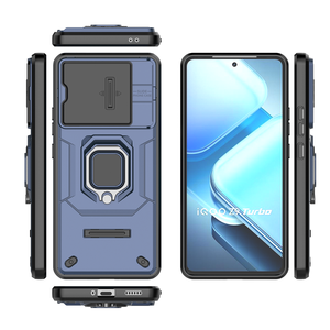 Couverture de téléphone portable de lentille de protection de PC en plastique dur antichoc avec support de béquille pour IQOO Z9 Turbo 5G - Product Image 4