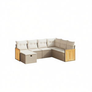 Set Divano da Giardino Beige con Cuscini Impermeabili in Rattan PE, Design Contemporaneo per Patio e Giardino - Product Image 1