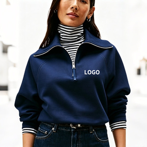 Sweat-shirt zippé mi-long en velours vibrant, finition sophistiquée, style urbain, fermeture sécurisée, ultra-doux, personnalisé - Product Image 1