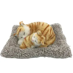 Toy animals, mother and child cats, filled with simulated animal fur crafts