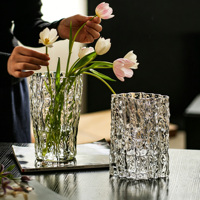 Vase en verre finlandais populaire, style glacier, récipient floral transparent moderne, décoration intérieure pour arrangements de fleurs fraîches