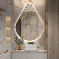 Miroir de salle de bain éclairé rétroéclairé mural avec cadre en aluminium irrégulier avec écran tactile miroir argenté étanche