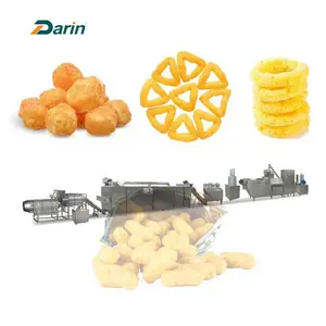 Automatic puffed food maker corn snacks extrusion making machine inflating cereals puffs extruder processing line