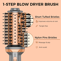 Nouvelle tendance : Brosse coiffante 3-en-1 à air chaud, outil de coiffage électrique professionnel avec brosse en nylon pour usage hôtelier et domestique