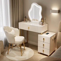 Nouveau modèle 2025 Lovein ZT250001 Coiffeuse de luxe éclairée et réglable avec tiroirs intégrés en acier inoxydable pour chambre moderne