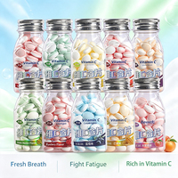 38g Bottle Vitamin C Sugar-Free Compressed Mint Candy, Strong Mint & Lemon Flavor, Fresh Breath for Travel Office, OEM Custom