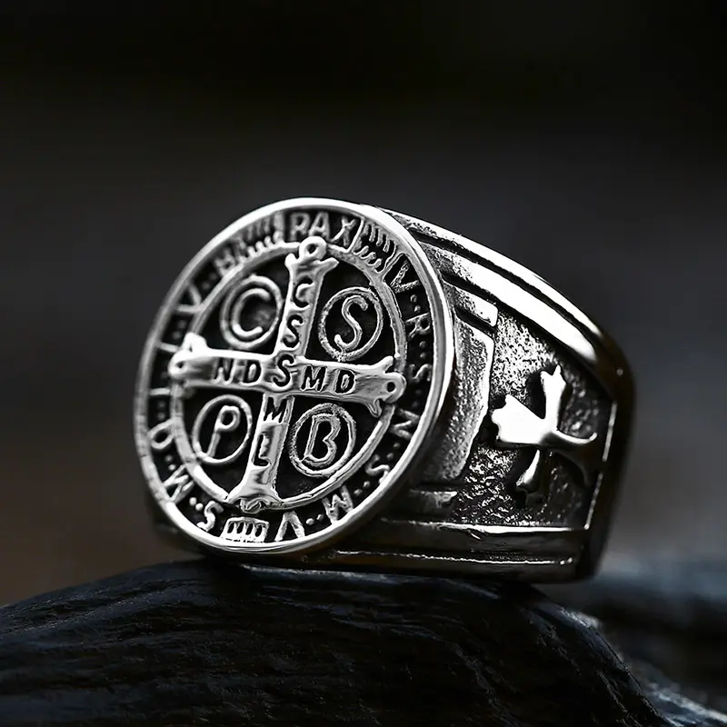 Rings For Men SS8-623N Steel Soldier New Design 316L Vintage Religious Ring Cross Ring Stainless Steel Punk Rock Jewelry For Men Party Gift