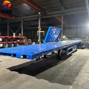 50 Tons flat deck trailer 20ft 40ft 45ft 53 foot container flatbed semi trailer For Sale 3 wheel motorcycle trailer
