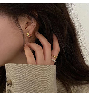 Boucles <span class=keywords><strong>d</strong></span>'oreilles créoles rondes en argent sterling 925 plaqué or 18 carats <span class=keywords><strong>Vermeil</strong></span> Huggies Boucles <span class=keywords><strong>d</strong></span>'oreilles Bijoux pour femmes - Product Image 5