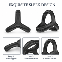 Ensemble de 3 anneaux de pénis à triple verrouillage, en silicone liquide, sensation de peau réelle, étanche IPX7, jouet sexuel pour homme adulte