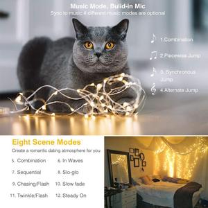 Waterproof Outdoor LED Copper Wire Fairy <strong>Lights</strong> with Music Sync, 33ft 100 LEDs Warm White for Party Wedding Decoration - Product Image 2