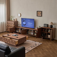 Meuble TV en bois massif de style vintage français, vente directe d'usine, armoire de rangement design, personnalisable pour chambre à coucher