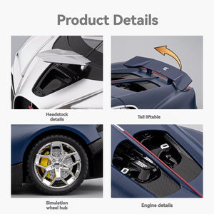 Modèle de voiture Bugatti Tourbillon en alliage de plastique et métal moulé sous pression CZ Diecast 1:24 avec son et lumière, portes ouvrables, à rétrofriction, cadeau de collection - Product Image 2